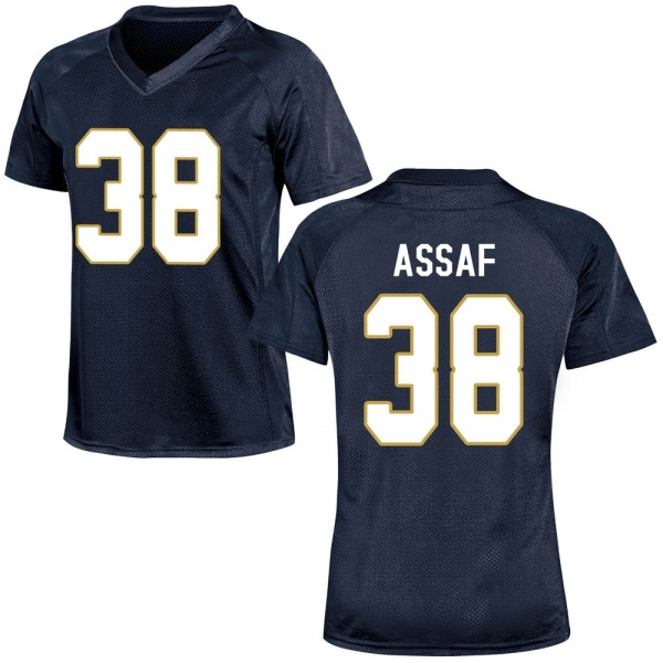Sam Assaf Notre Dame Fighting Irish NCAA Women's #38 Navy Blue Game College Stitched Football Jersey IIJ2255GW